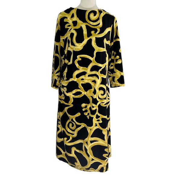 J. McLaughlin Dresses J Mclaughlin Black Gold Print Dress Size Xl